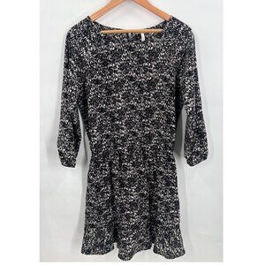 Joie Black Abstract Drop Waist Fit And Flare Dress Back Zip Closure Womens Small